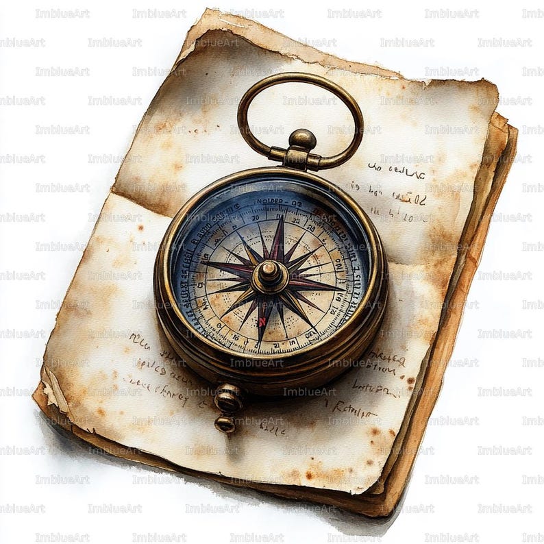 24 Vintage Compass Clipart, Antique Compass Art, Travel Compass ...