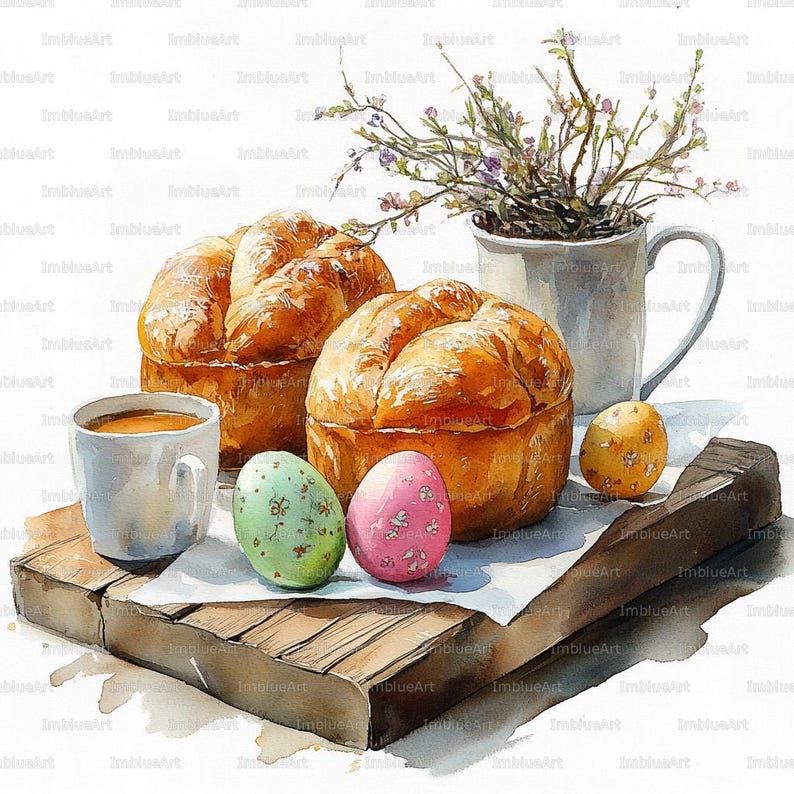 24 Easter Brunch Clipart, Family Table Setting, Watercolor Printable ...