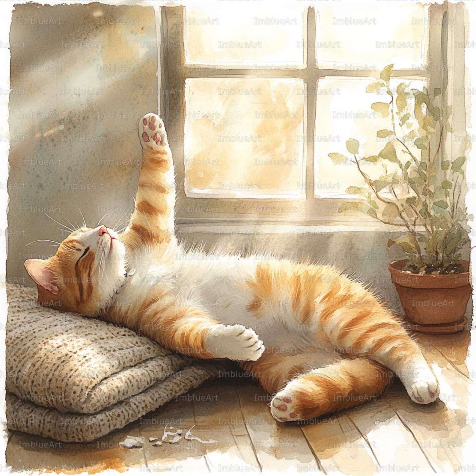 21 Sleeping Stretching Cat Clipart Cozy Home Life Collection Peaceful 