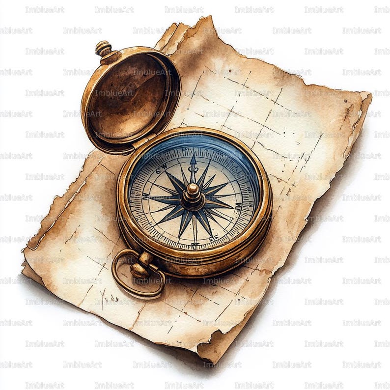 24 Vintage Compass Clipart, Antique Compass Art, Travel Compass ...