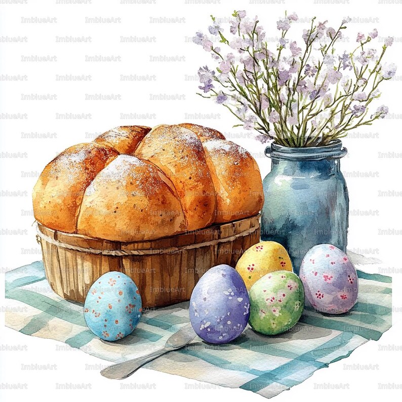 24 Easter Brunch Clipart, Family Table Setting, Watercolor Printable ...
