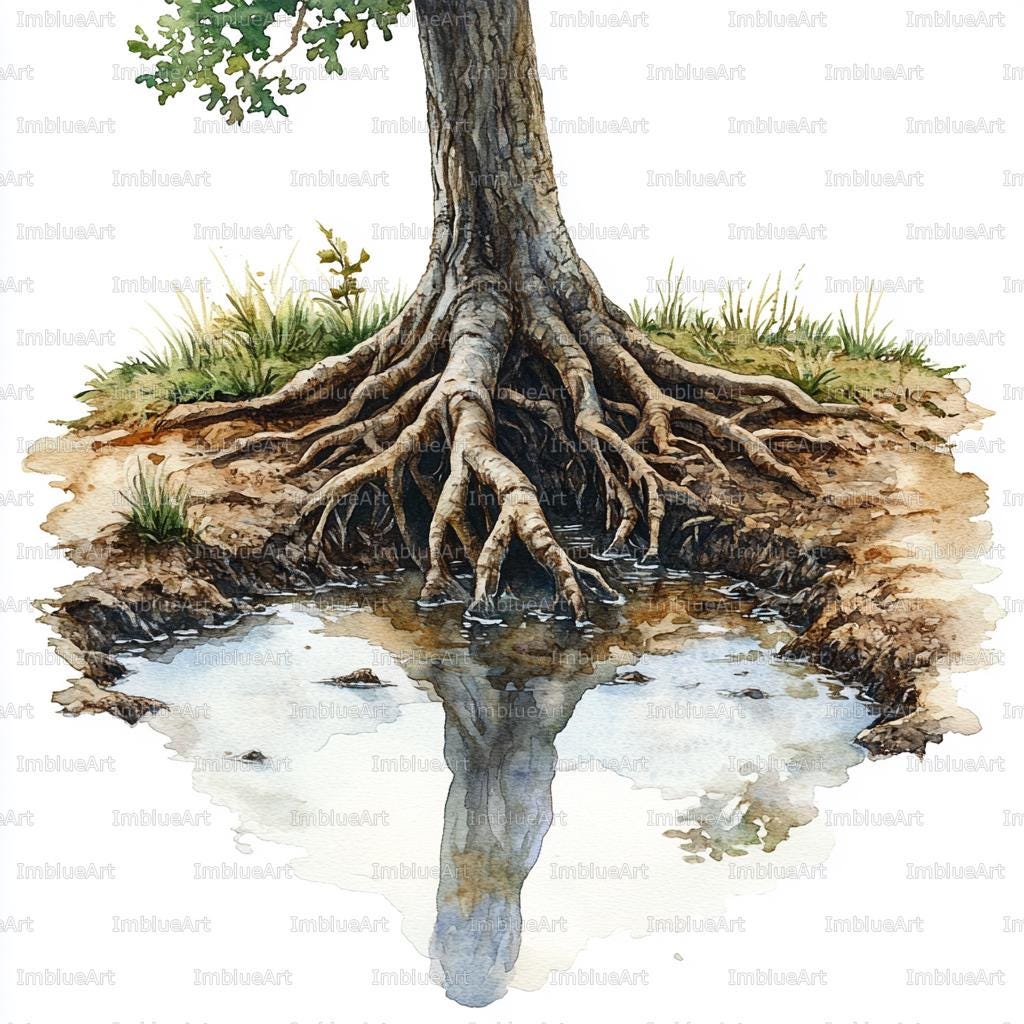 24 Swamp Roots Clipart, Tree Roots in Water Dark Forest Swamp Scene ...