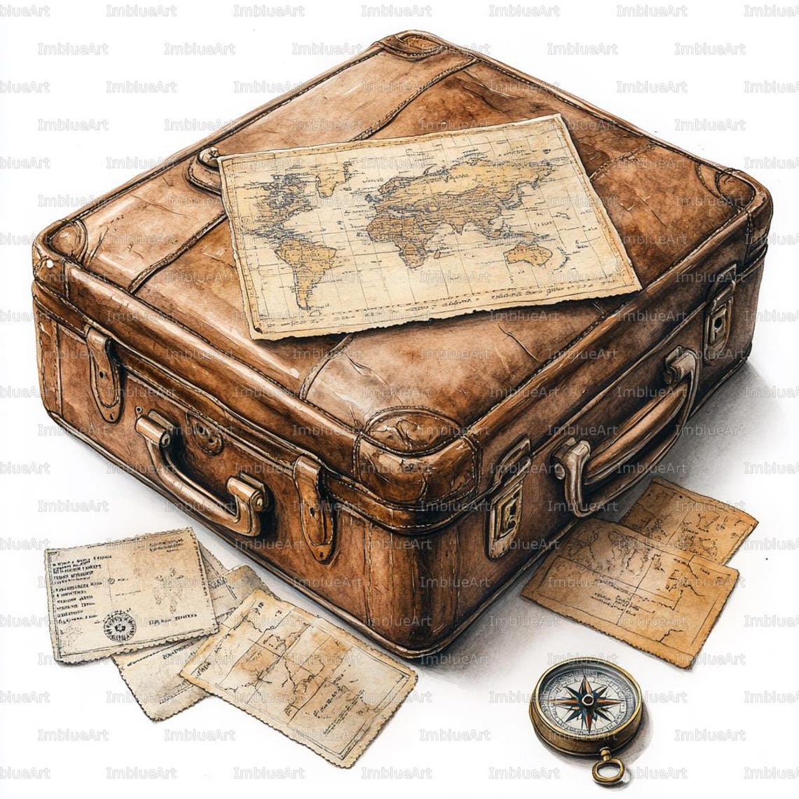 24 Vintage Suitcase Map Clipart | Travel Adventure | Journey Theme ...