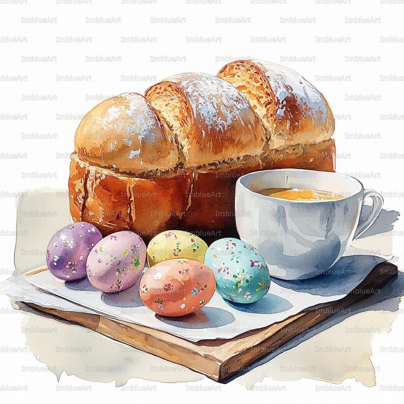 24 Easter Brunch Clipart, Family Table Setting, Watercolor Printable ...