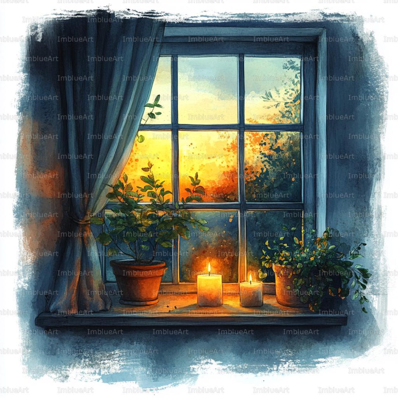 24 Cozy Night Window Clipart, Love Life Collection, Romantic Evening ...