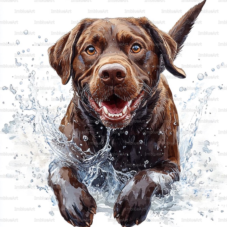 24 Labrador Dog Running Clipart, Dog Splashing Water Beach Scene ...