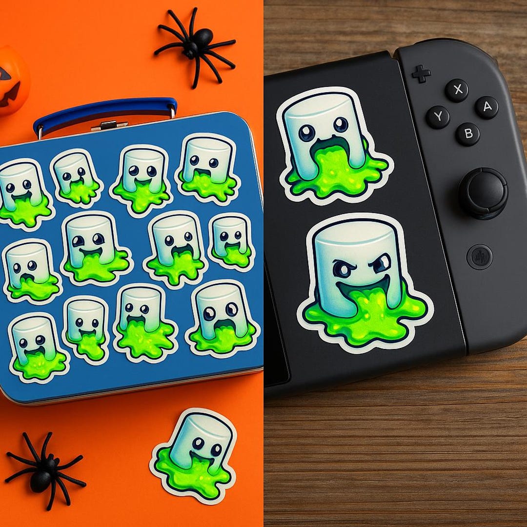 Marshmallow Goo Clipart PNG Bundle: Halloween Stickers & Mockups ...