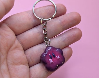 Pendant colorful with stainless steel eyelet - purple blob - charm pendant for keychain or bag
