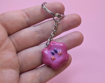 Pendant colorful with stainless steel eyelet - Pink blob - Charm pendant for keychain or bag