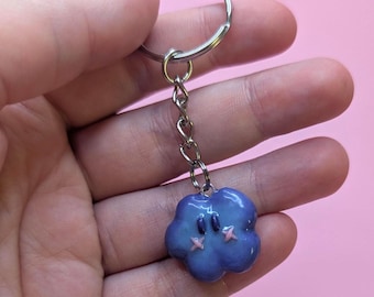 Pendant colorful with stainless steel eyelet - Blue blob - Charm pendant for keychain or bag