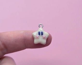 Star pendant with stainless steel eyelet - small star - charm pendant for jewelry or keychain