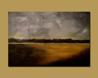 Abstract Landscape Painting, Stormy and Masculine Rustic, Custom Art