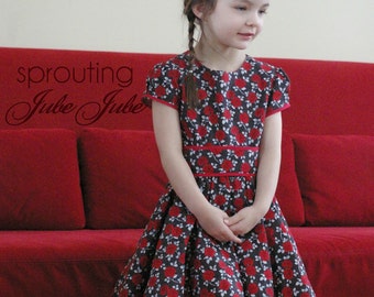 Amanda's Dress - 1 to 10 years - PDF Pattern and Instructions - circle skirt, classic bodice, puffy sleeves, wide sash