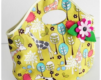 Nina Handbag , back to School bag PDF Pattern and Tutorial multipurpose bag, lunch bag, easy sew, 2 size options, children, FREE Shipping