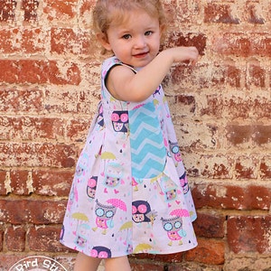 Lily Bird Studio PDF sewing pattern Angelique baby dress newborn to 24 mths high waist, wide gathered pockets image 2