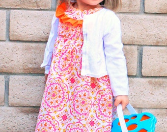 Lily Bird Studio Patron de couture PDF Robe Alana - 1 à 10 ans - taille haute, empiècement volanté, passepoil