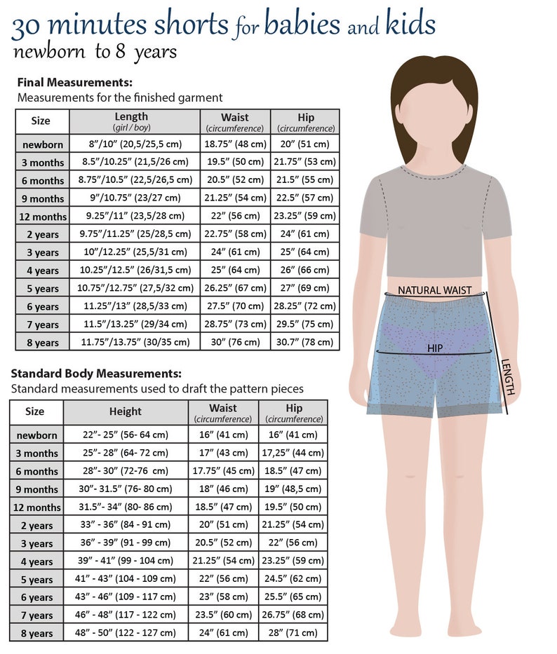 Short simple de 30 minutes pour garçon/fille projet parfait pour les débutants 0 mois à 8 ans Patron et tutoriel PDF couture facile image 3