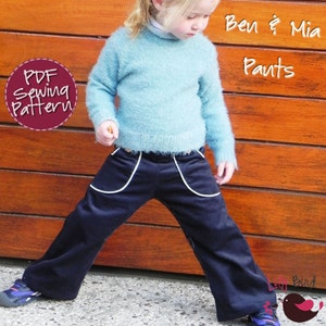 Lily Bird Studio PDF Sewing Pattern Ben & Mia Pants with Pockets for Boy and Girl 12 months to 6 years image 1