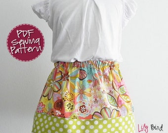 Cute and Simple back to School skirt - 9M to 6T - PDF ebook with Instructions - easy sew - beginner project - wide hem
