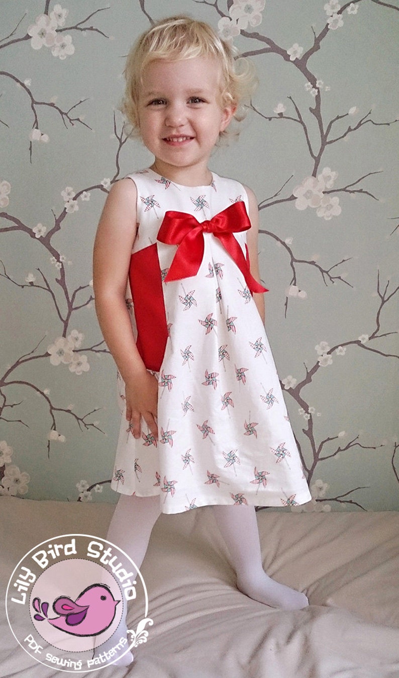 Lily Bird Studio PDF sewing pattern Angelique baby dress newborn to 24 mths high waist, wide gathered pockets image 5