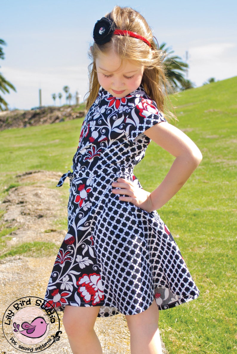 Lily Bird Studio PDF Sewing Pattern Sweet Allie dress and top 1 to 10 years paneled dress, short sleeves, vintage inspired image 1