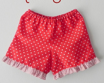 Lily Bird Studio PDF Sewing Pattern - Ruffled Shorts for girls - elastic waist - simple, easy sew, perfect project for beginners
