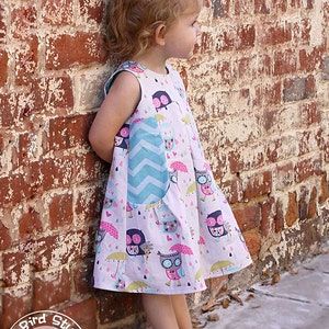 Lily Bird Studio PDF sewing pattern Angelique baby dress newborn to 24 mths high waist, wide gathered pockets image 1