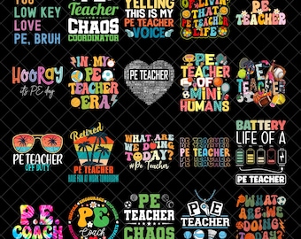 PE Teacher PNG Bundle, Physical Education Teacher Design, Back To School P E Teacher Sublimation Design, School PE Teacher Digital Download