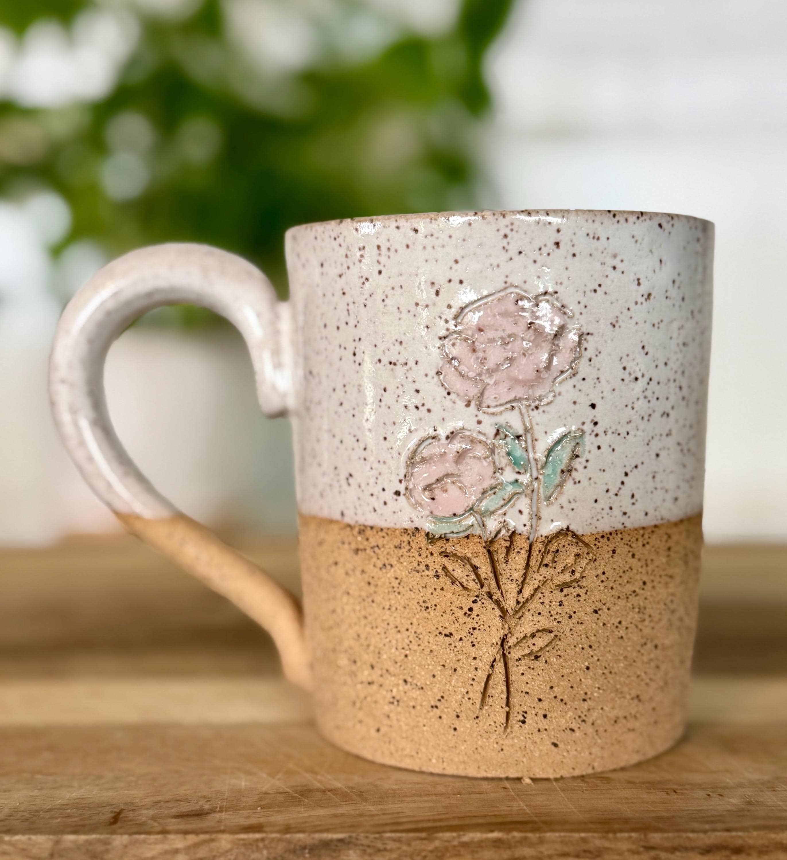 Floral 12 Oz Pottery Mugs - Etsy