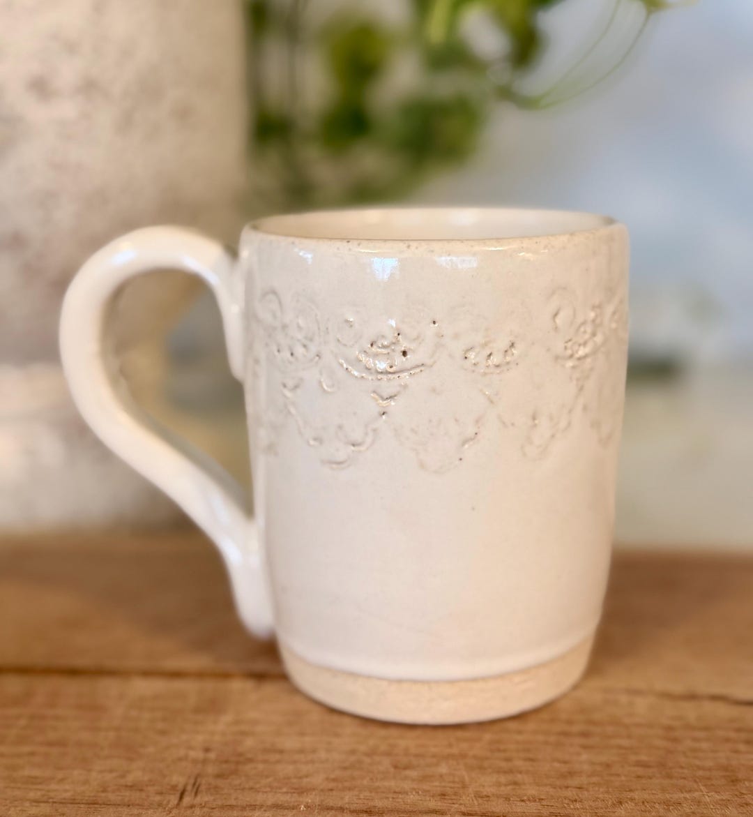White Lace Mug, 10 Oz - Etsy
