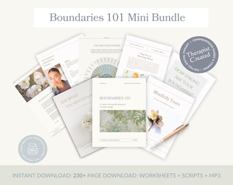 Boundaries 101 Bundle | Therapist-Created Workbook, Prompts & Conversation Scripts | Self-Care Journal (Digital PDF Download)