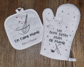 Duo manique et gant de cuisine personnalisé