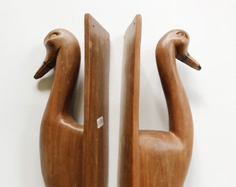 vintage wooden geese / Goose wall hanging / vintage towel holders