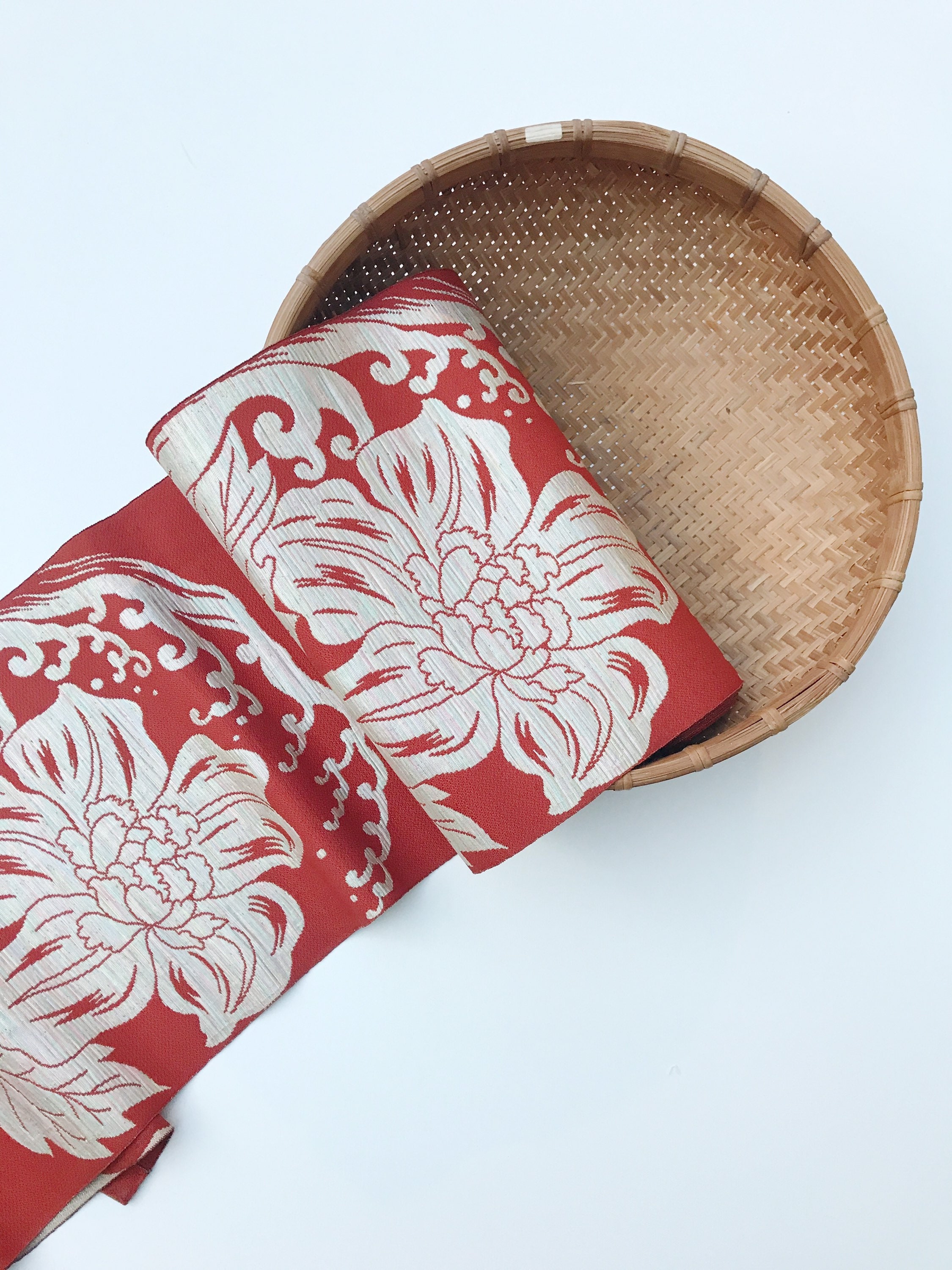 Vintage Fabric / Silk Jacquard Fabric / Japanese Woven