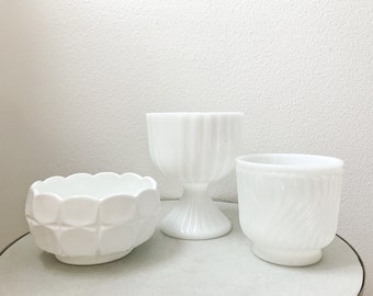 vintage milk glass / mid century milk glass / milk glass collection