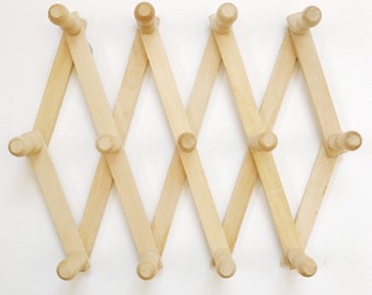 accordion peg rack / peg rack display / Wooden peg rack