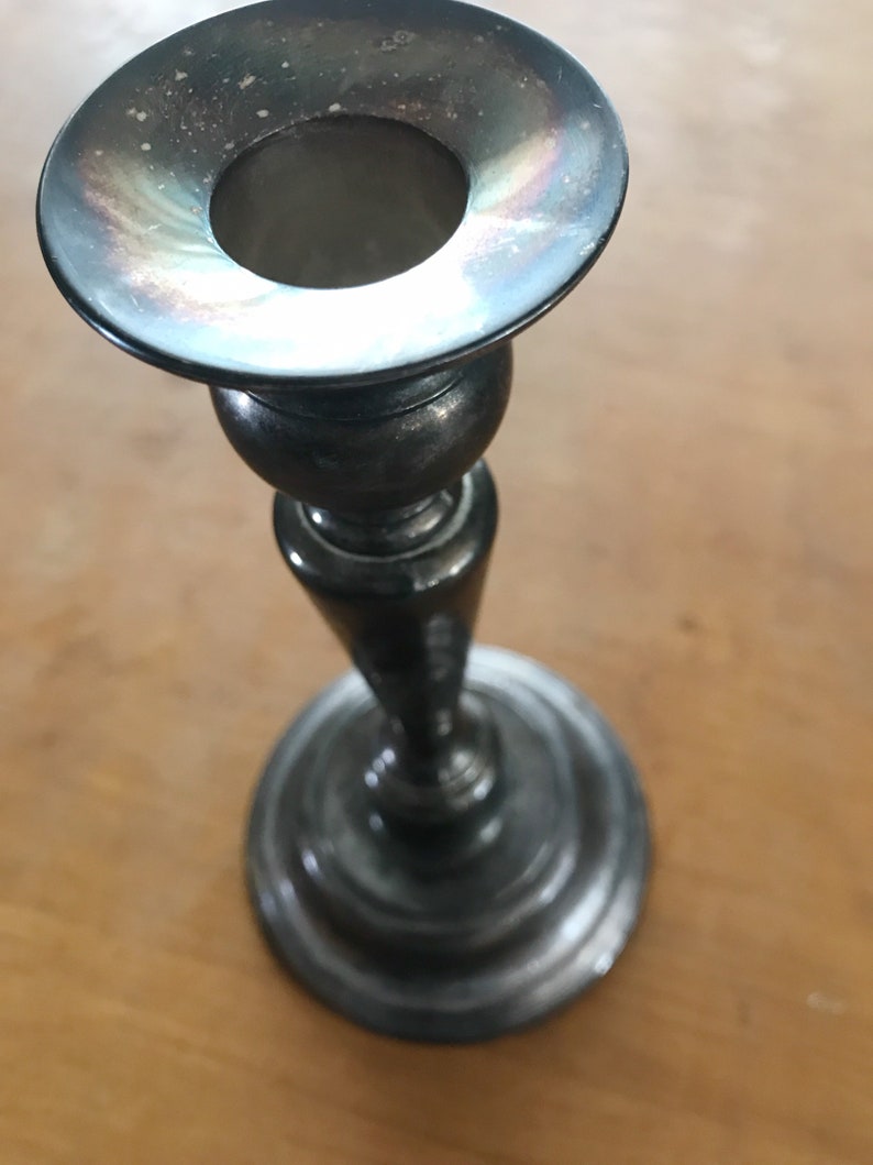 vintage candle holder / silver candle holder / antique silver candlestick holder image 5