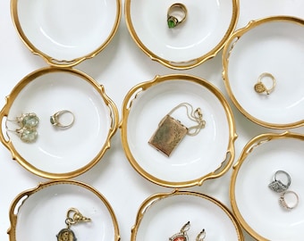 Bols nippons / bols vintage peints à la main / plats en céramique bordés d’or