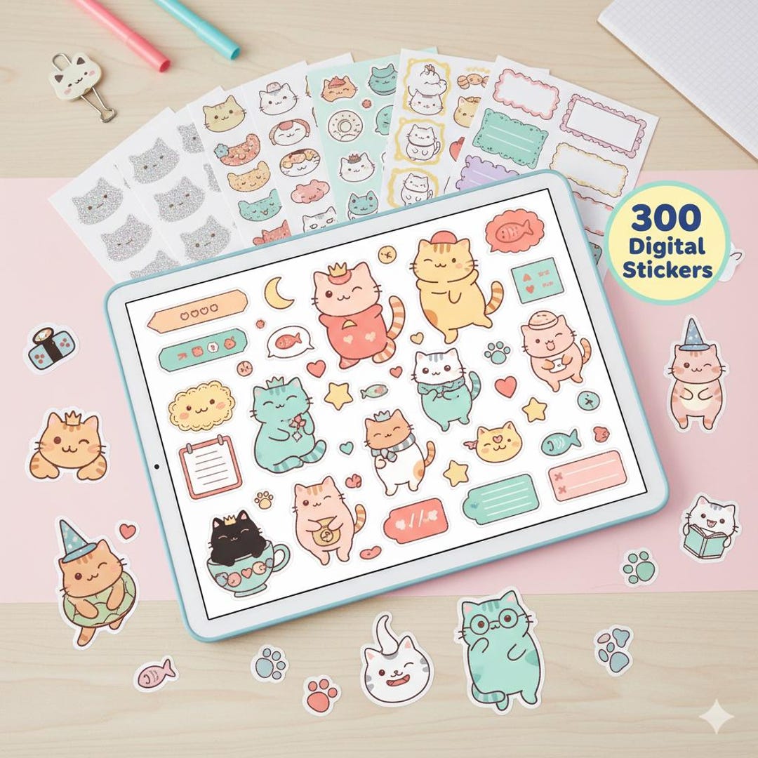 Cute Cat Planner Stickers | Digital, Printable, to Do List - Etsy