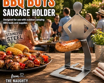 Stainless Steel Sausage Holder, Funny BBQ Roaster, Camping Accessory, Adult Novelty Gift