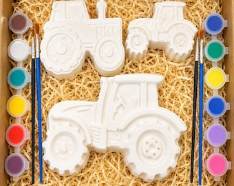 Children’s Tractor Painting Kit, Paint Your Own Plaster Craft Set, Kids Creative Gift
