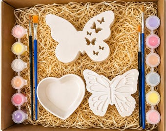 Children’s Butterfly Painting Kit, Paint Your Own Plaster Craft Set, Kids Creative Gift