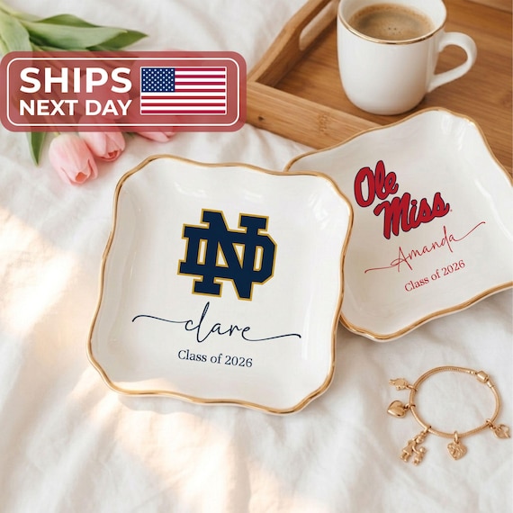 Personalised University College Graduation Gift Ring Dish, Trinket Keepsake, Decor High School, Custom Acceptance Gift, Class of 2026 Gifts
