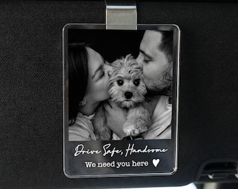 Personalize Drive Safe I Love You Car Visor Clip Photo, Couple Photo Visor Clip, Gifts for Boyfriend, Drive Safe Gift, Valentine Gift VCV02