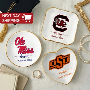 Personalized College Logo Ring Dish, University Pride Trinket Tray, Custom Graduation Gift Class of 2026, School Spirit Catchall,Alumni Gift