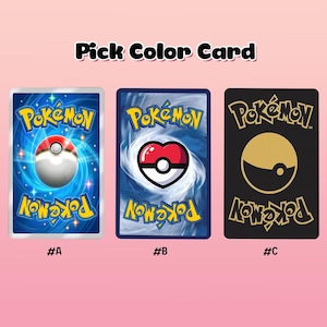 three Pokemon cards with different color schemes, each featuring the Pokemon logo and the text "Pokemon" in a stylized font.