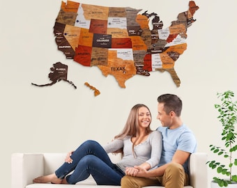 Wooden USA Travel Map: National Park Push Pin Board