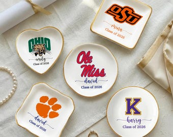 Personalised University College Graduation Gift Ring Dish, Trinket Keepsake, Decor High School, Custom Acceptance Gift, Class of 2026 Gifts