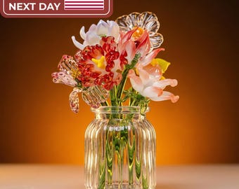 Handmade Glass Birth Month Flower Gift for Mom, Birth Flower Gift, Hand Blown Spring Flower, Flower Bouquet, Mother’s Day Gift Birthday Gift
