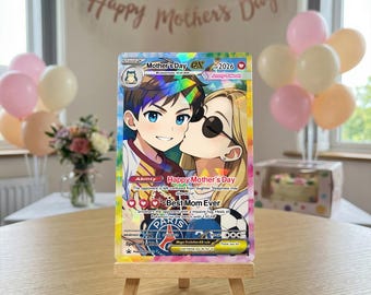 Personalized Poke Mom Card, Custom Photo Anime Mother Day Gift, Gift for Mum, Graded | Booster Pack, Gift for Her, Best Mom